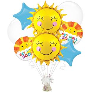 Smiling Sun Get Well Soon Foil Balloon Bouquet